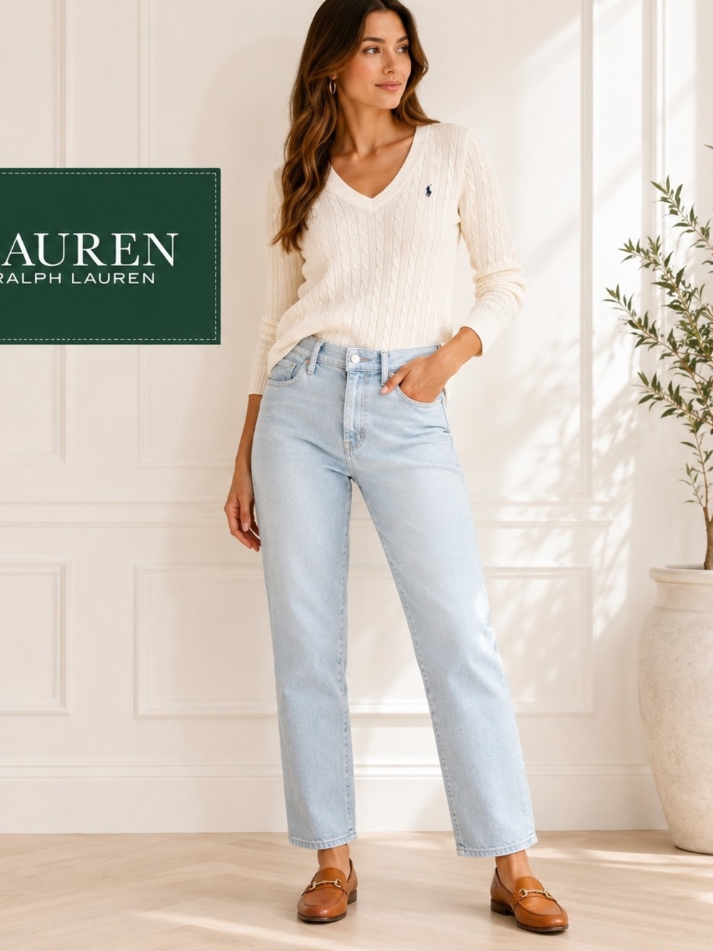 Lauren Ralph Lauren Jeans Womens 6 Light Wash Straight Leg Denim Coastal Preppy